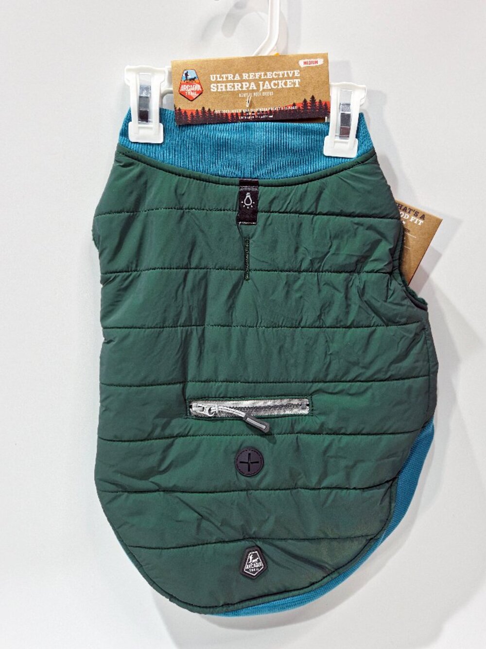 Arcadia Trail Ultra Reflective Sherpa Jacket for Dogs, MD, Green, NEW